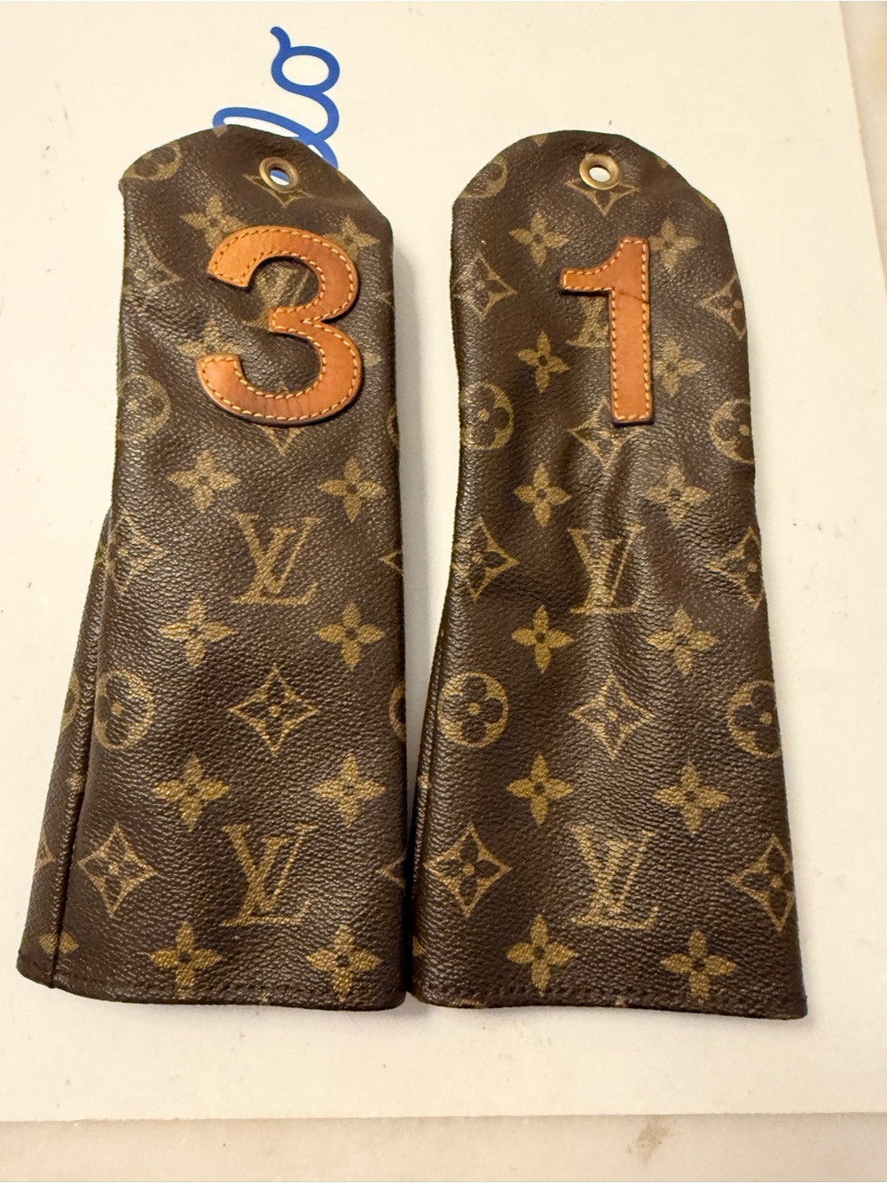 Louis Vuitton Brown Monogram Leather-Trim Golf Headcover Set